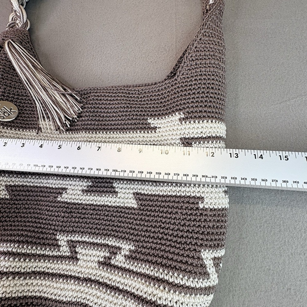 The Sak Ragam Handmade Crochet Back to Bali 120 Hobo Bag Brown & Tan - Picture 10 of 12
